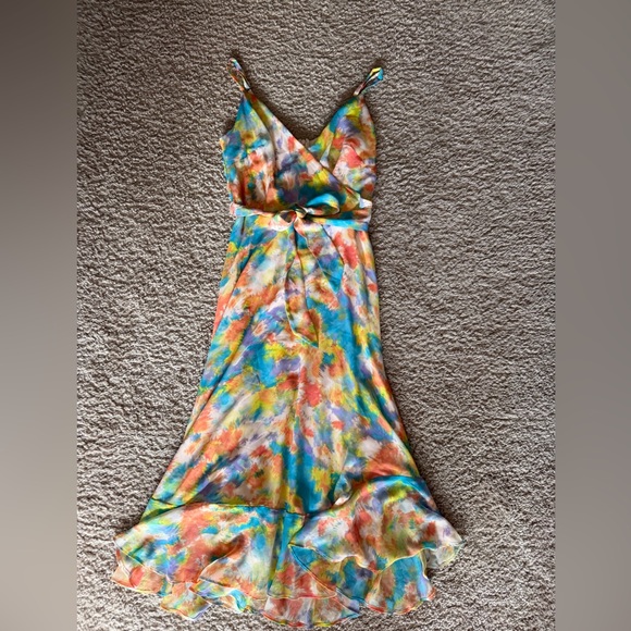 BCBGeneration Pastel Watercolor Wrap Midi Dress - Picture 2 of 2